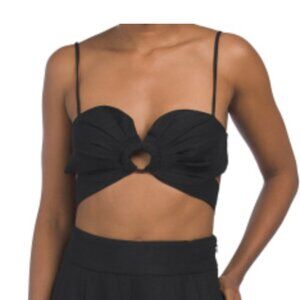 7 for all Mankind Linen Blend Tie Back Crop Top